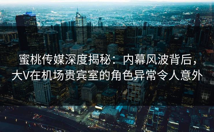 蜜桃传媒深度揭秘：内幕风波背后，大V在机场贵宾室的角色异常令人意外