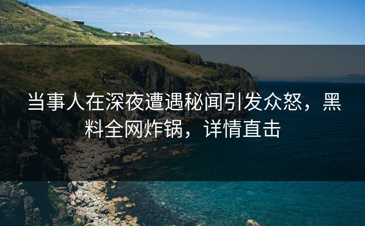 当事人在深夜遭遇秘闻引发众怒，黑料全网炸锅，详情直击