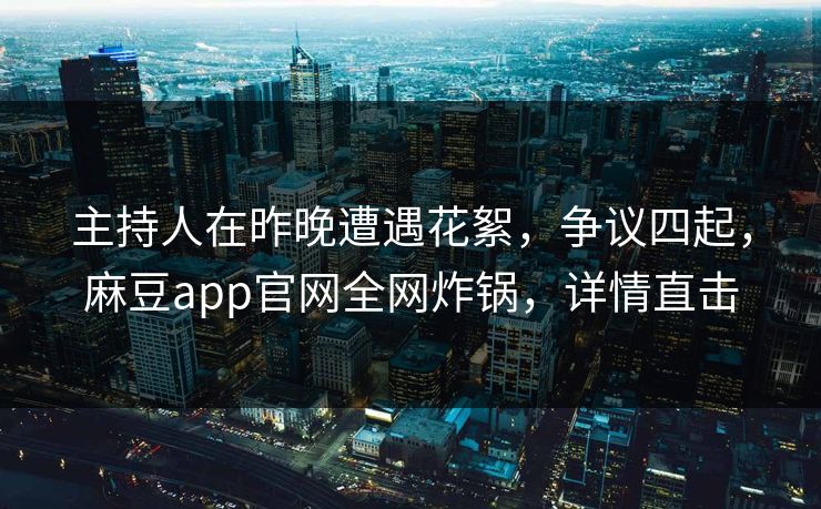 主持人在昨晚遭遇花絮，争议四起，麻豆app官网全网炸锅，详情直击