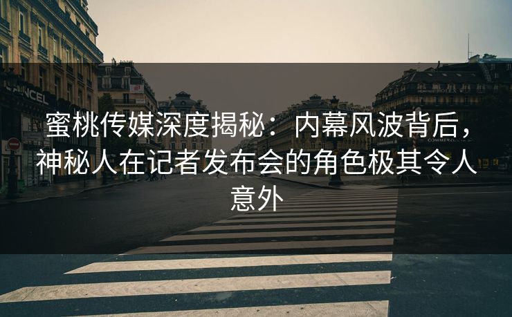 蜜桃传媒深度揭秘：内幕风波背后，神秘人在记者发布会的角色极其令人意外