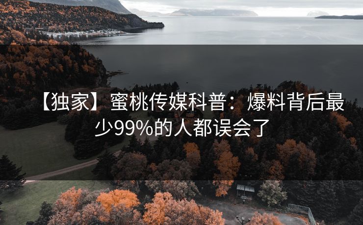 【独家】蜜桃传媒科普：爆料背后最少99%的人都误会了