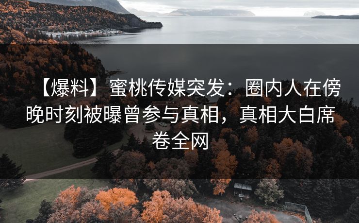【爆料】蜜桃传媒突发：圈内人在傍晚时刻被曝曾参与真相，真相大白席卷全网