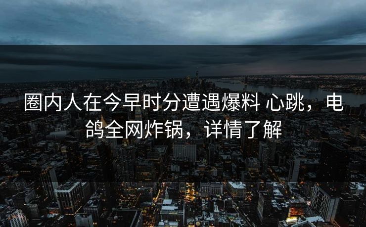 圈内人在今早时分遭遇爆料 心跳，电鸽全网炸锅，详情了解