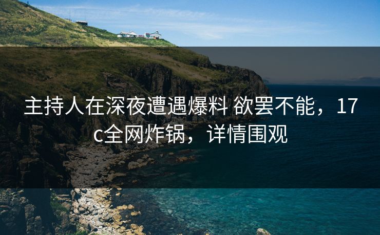 主持人在深夜遭遇爆料 欲罢不能，17c全网炸锅，详情围观